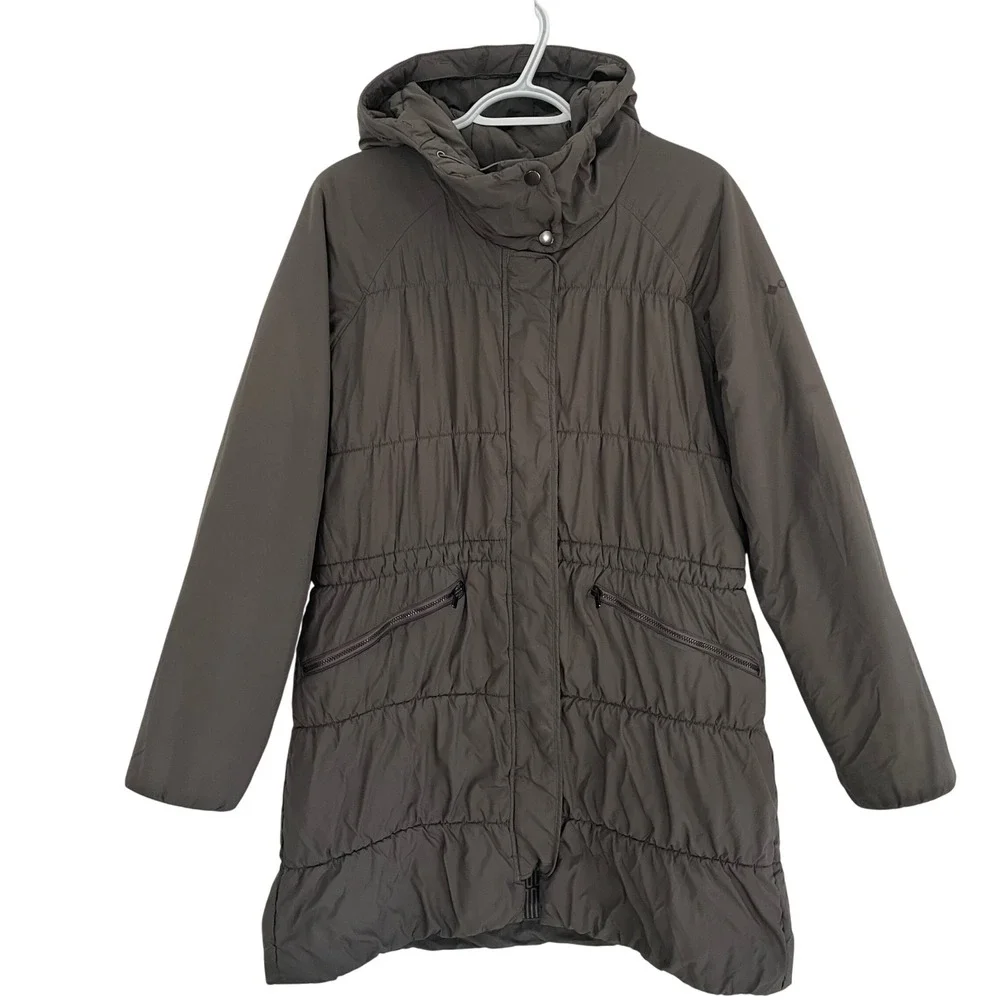 Columbia Thermal Coil Puffer‎ Parka Jacket Coat Gray Hooded Insulated Women LG